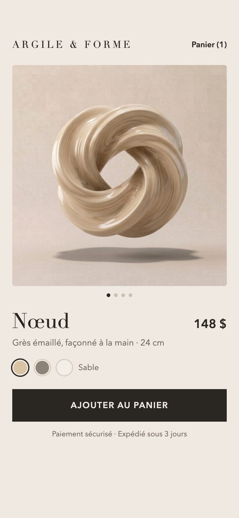 Concept de fiche produit d'une boutique en ligne