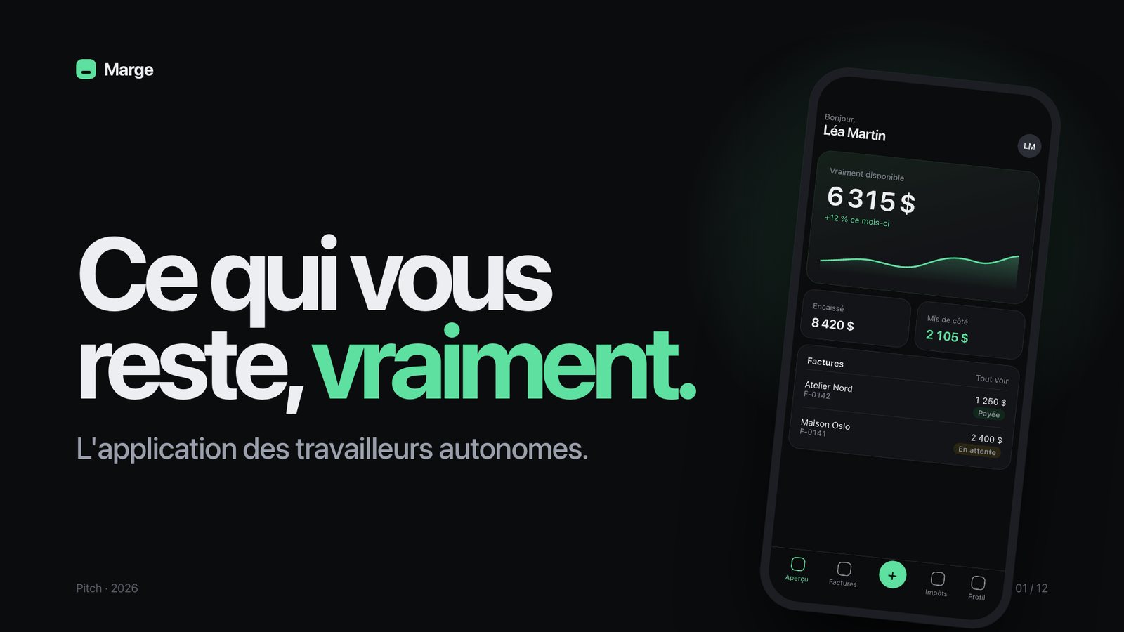 Couverture du pitch de l'application Marge (concept)
